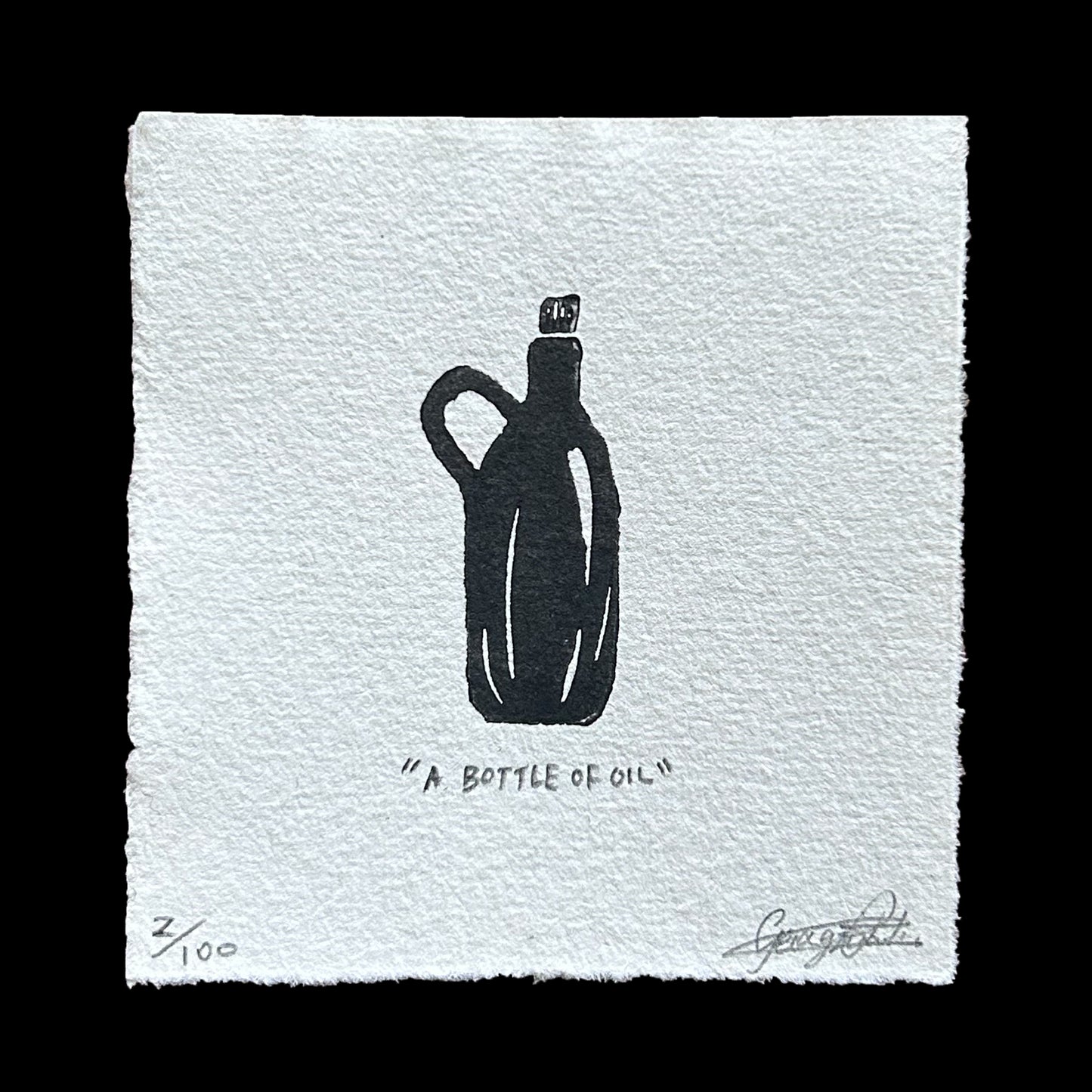 "A BOTTLE OF OIL" Miniature Print