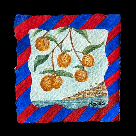 "View from the Orange Tree" Miniature Watercolour