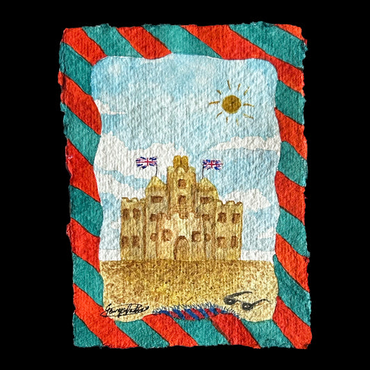 "A Very British Sandcastle" Miniature Watercolour